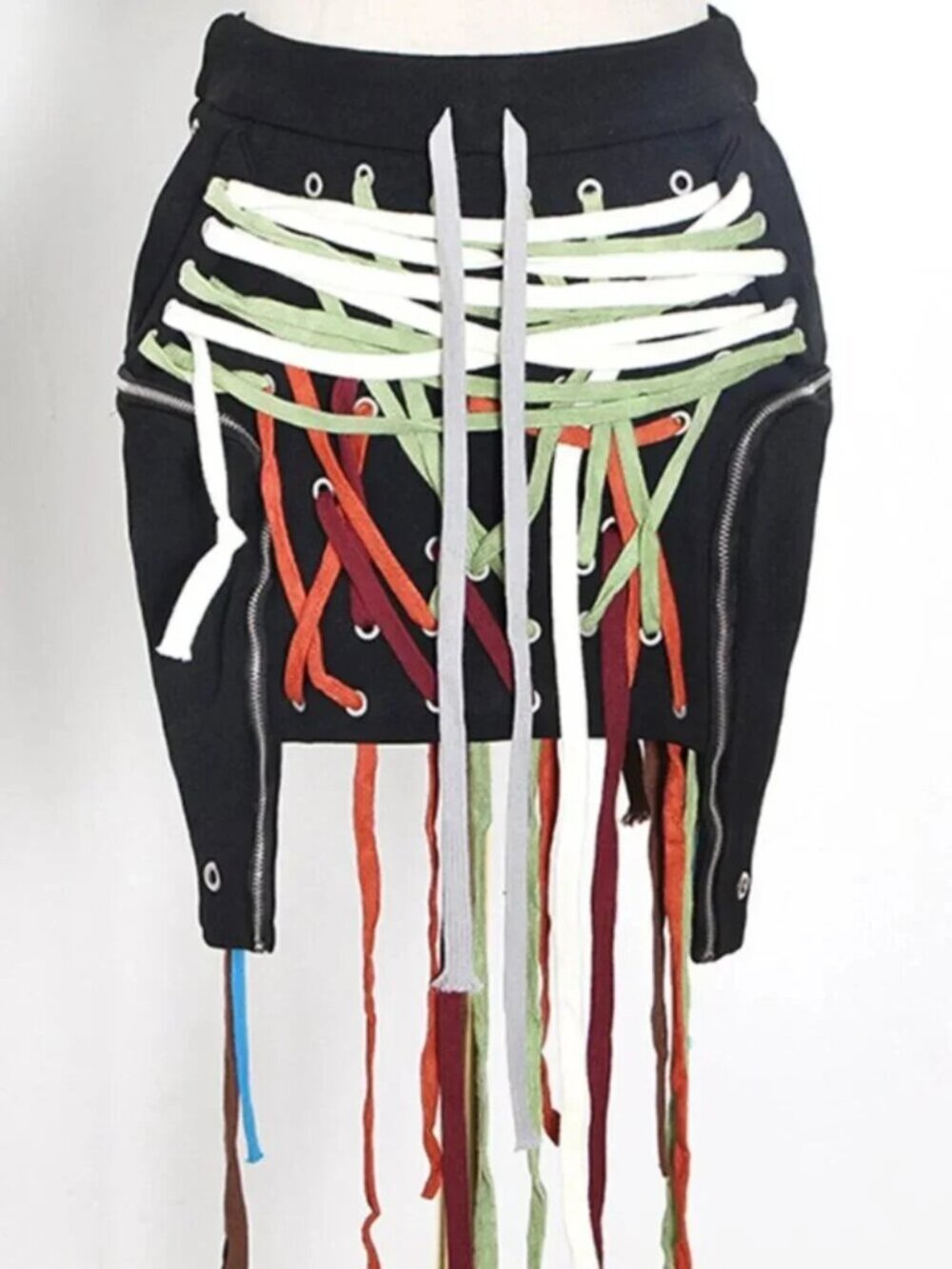 Shoelace Skirt With Zipper Detail